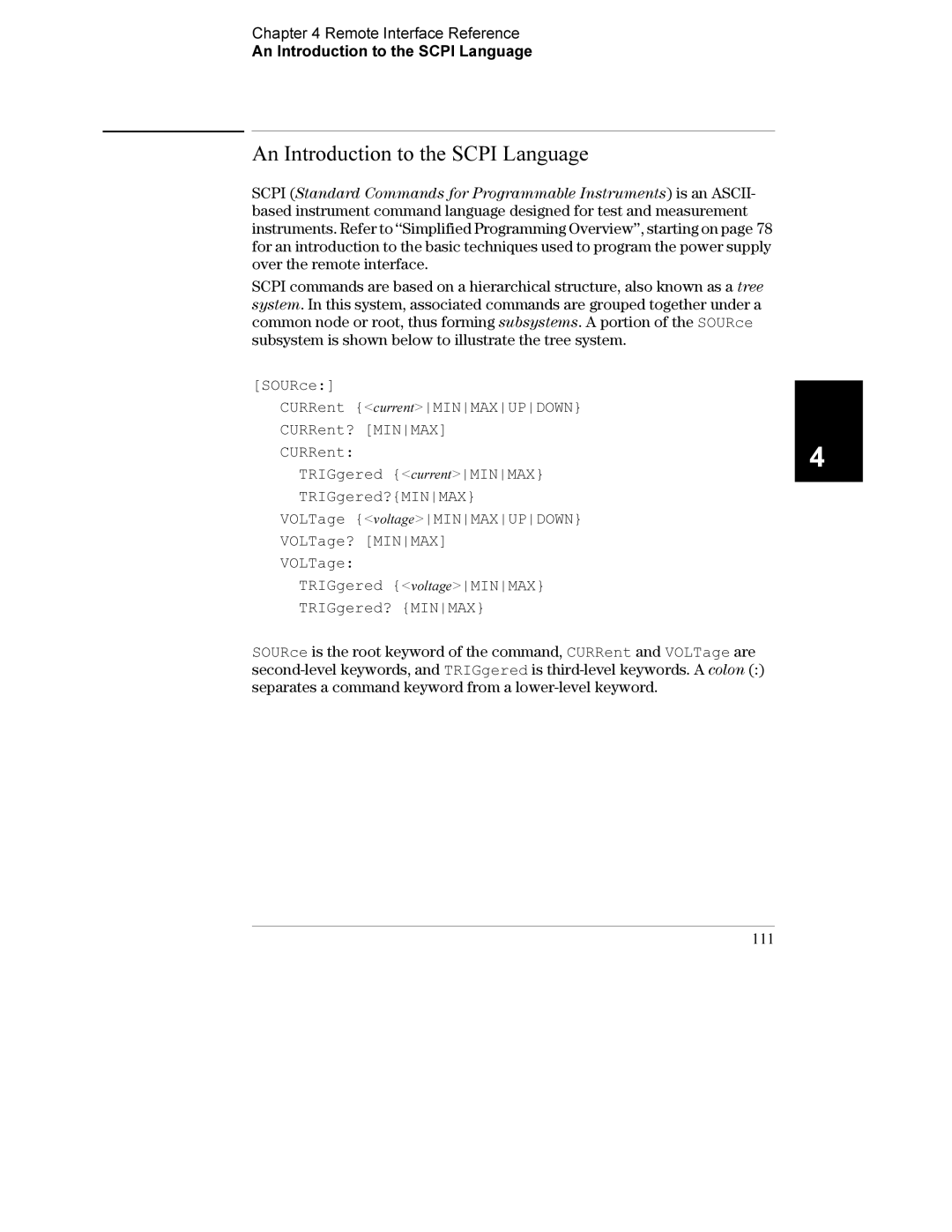 Agilent Technologies E3632A manual An Introduction to the Scpi Language, 111 