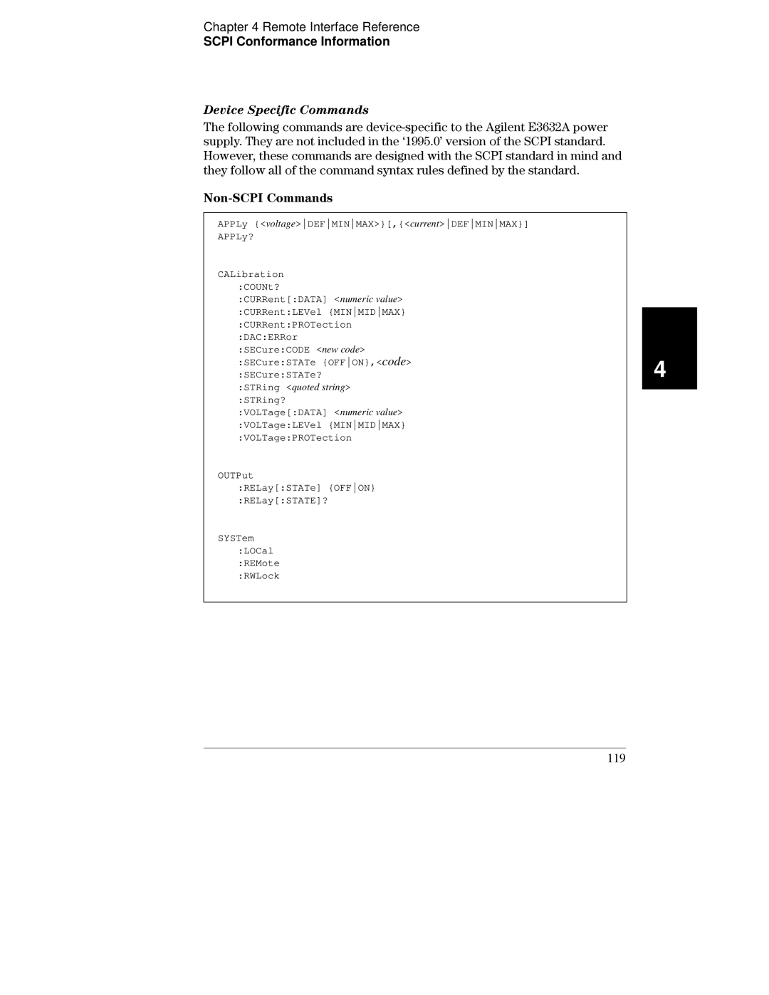 Agilent Technologies E3632A manual HYLFH6SHFLILF&RPPDQGV 