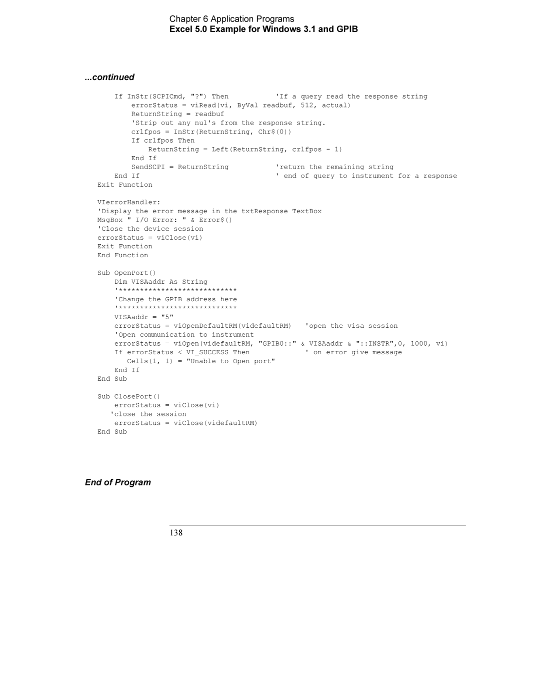 Agilent Technologies E3632A manual End of Program 138 