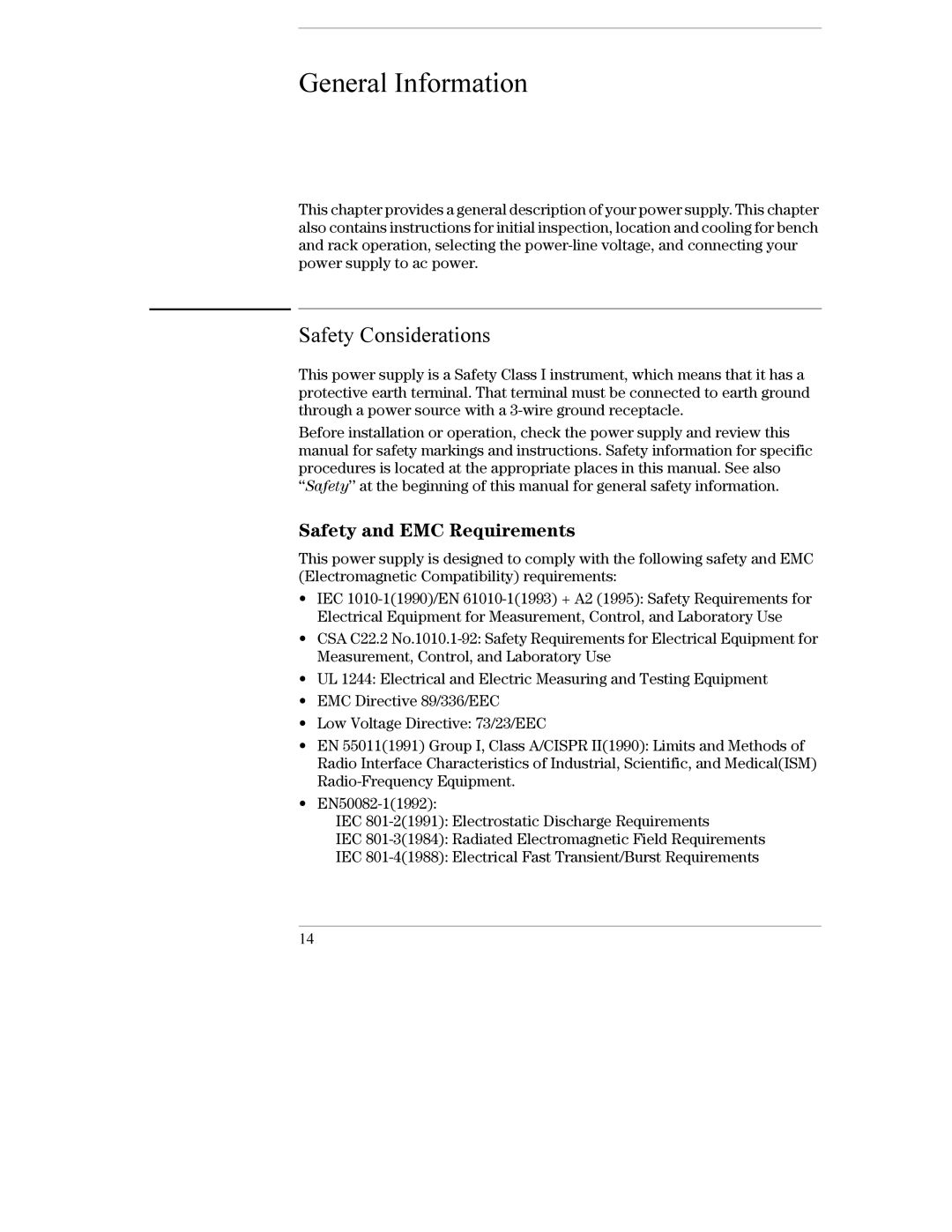 Agilent Technologies E3632A manual Safety Considerations, Safety and EMC Requirements 