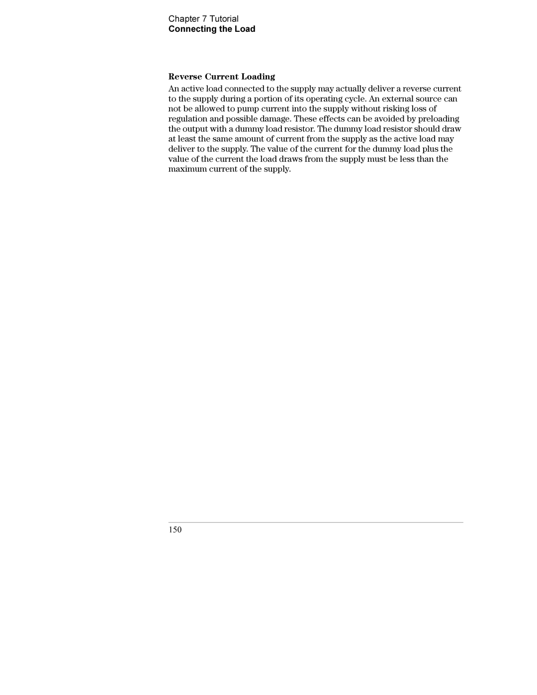 Agilent Technologies E3632A manual Tutorial Connecting the Load Reverse Current Loading, 150 