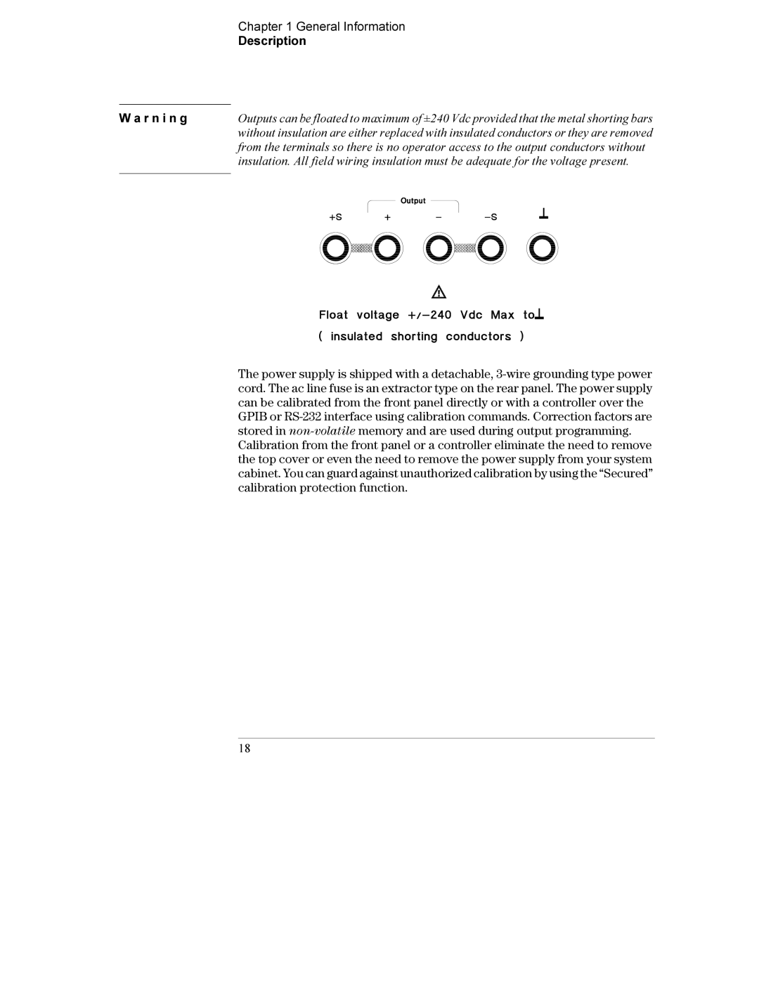 Agilent Technologies E3632A manual General Information Description R n i n g 