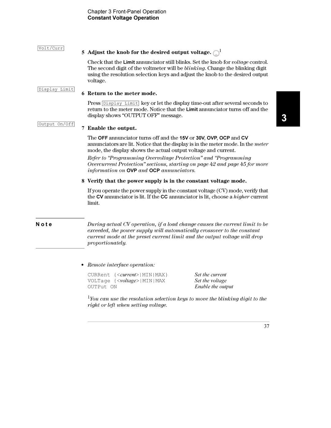 Agilent Technologies E3632A manual Return to the meter mode, CURRent currentMINMAX, VOLTage voltageMINMAX, OUTPut on 