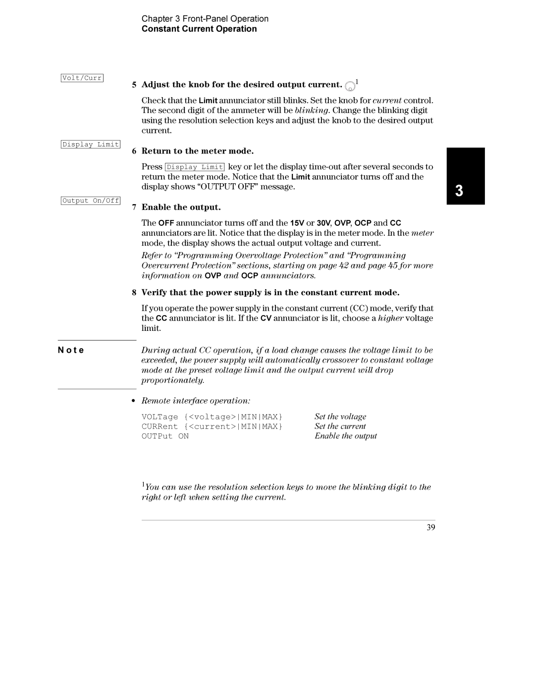 Agilent Technologies E3632A manual Verify that the power supply is in the constant current mode 