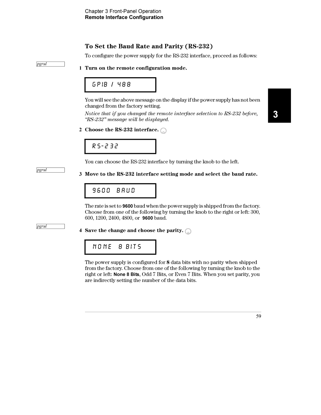 Agilent Technologies E3632A manual To Set the Baud Rate and Parity RS-232, Choose the RS-232 interface 