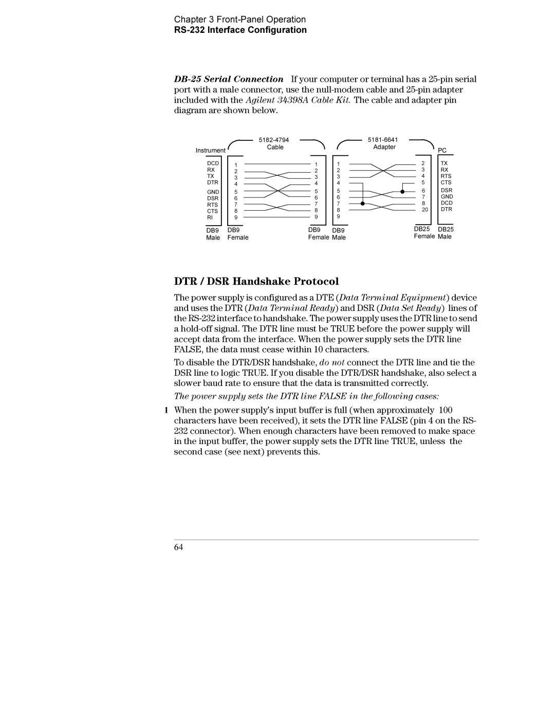 Agilent Technologies E3632A manual DTR / DSR Handshake Protocol 