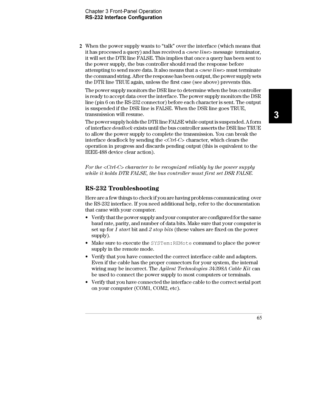 Agilent Technologies E3632A manual RS-232 Troubleshooting 