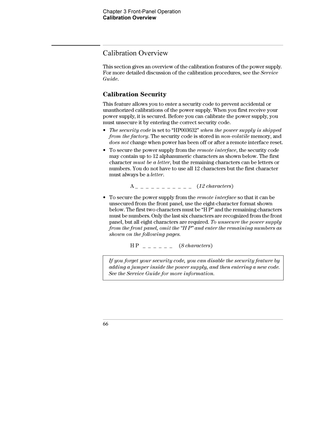 Agilent Technologies E3632A manual Calibration Security, Front-Panel Operation Calibration Overview 