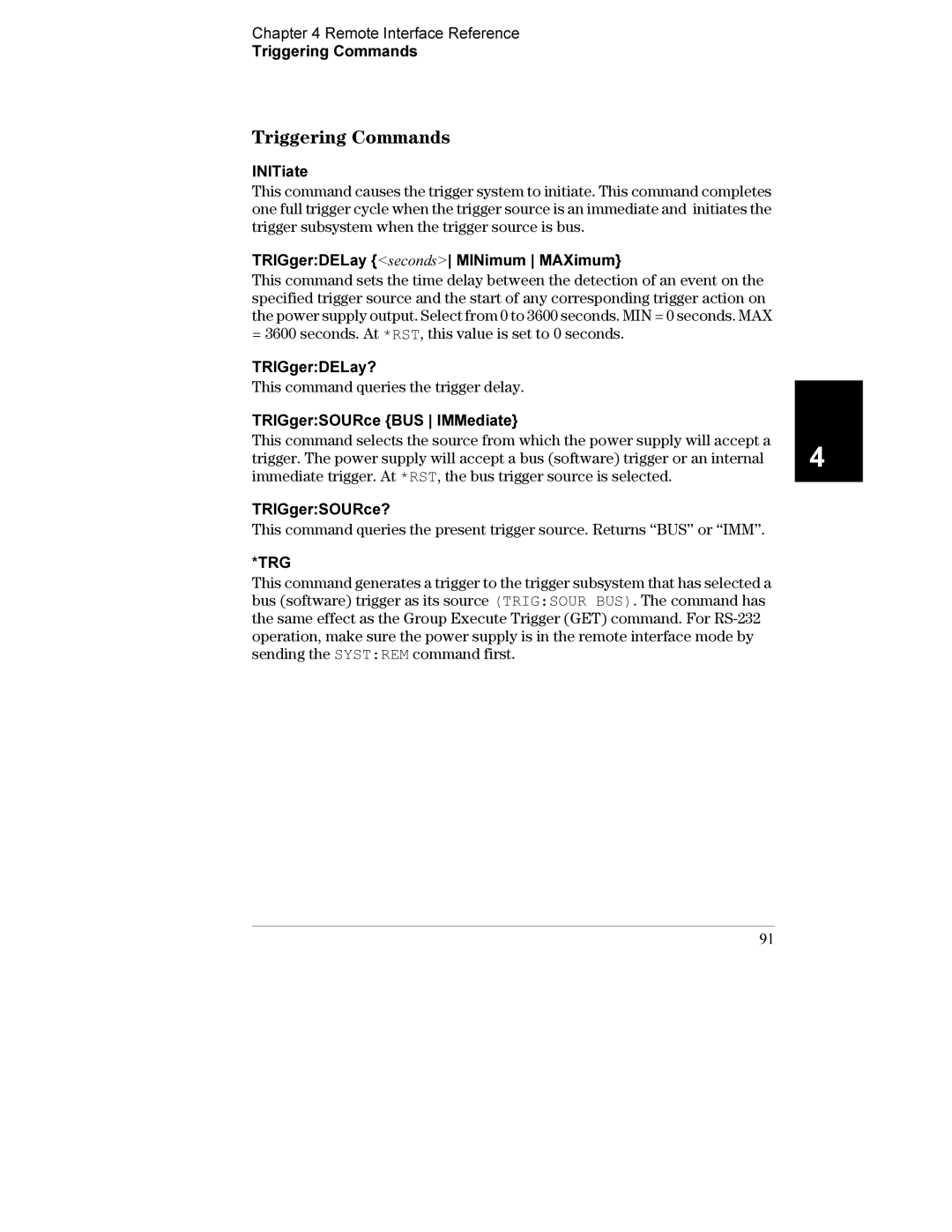 Agilent Technologies E3632A manual Triggering Commands, Trg 