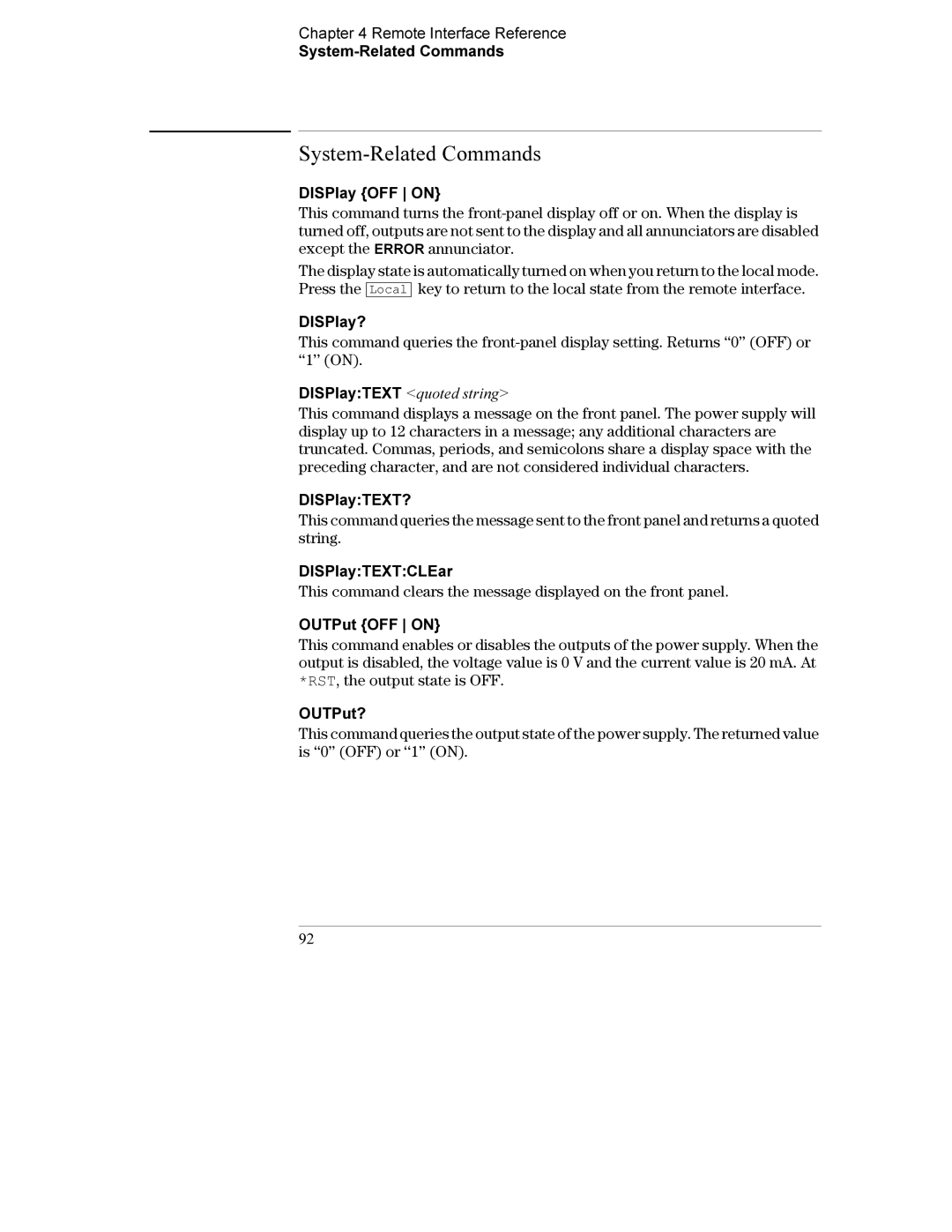 Agilent Technologies E3632A manual System-Related Commands 