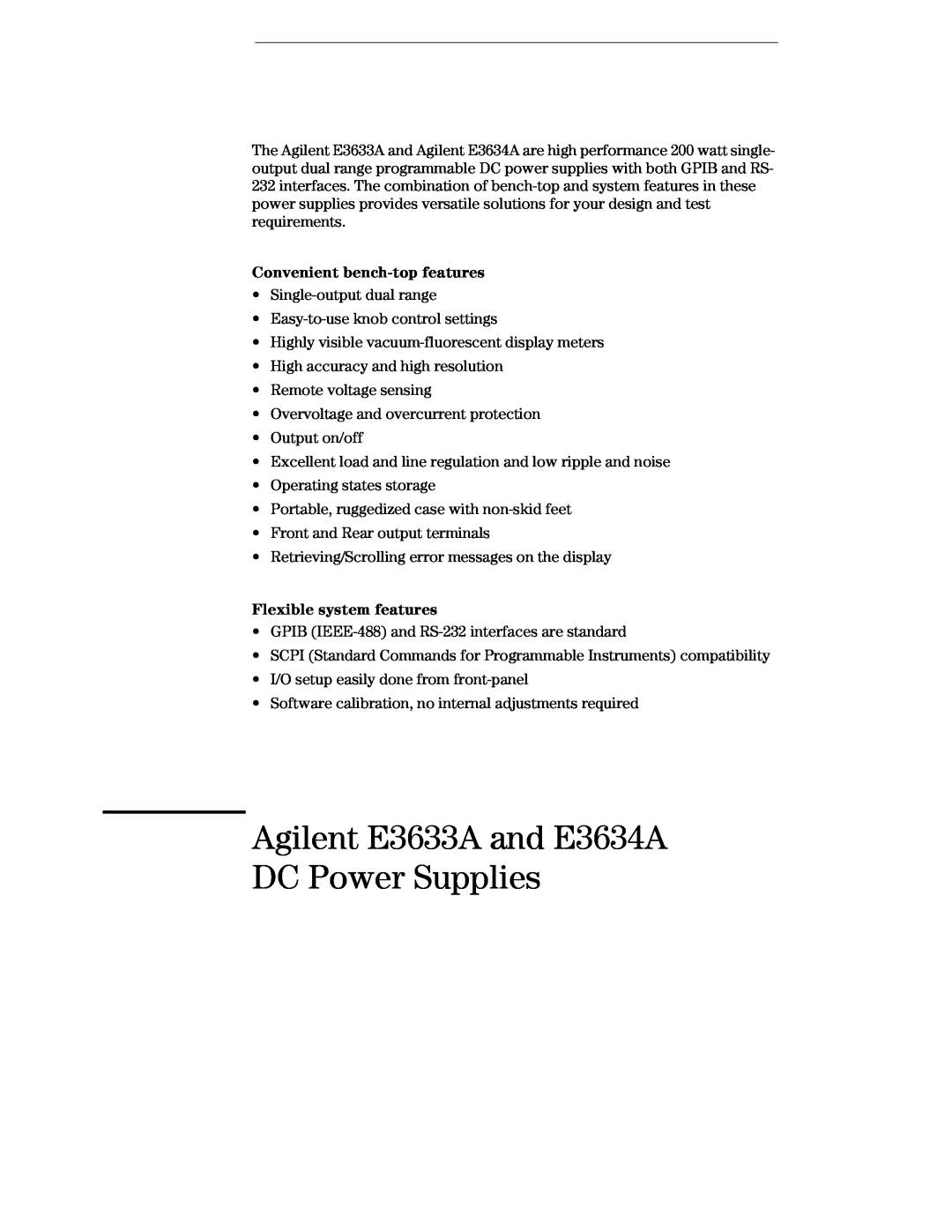 Agilent Technologies manual Agilent E3633A and E3634A DC Power Supplies, Convenient bench-top features 
