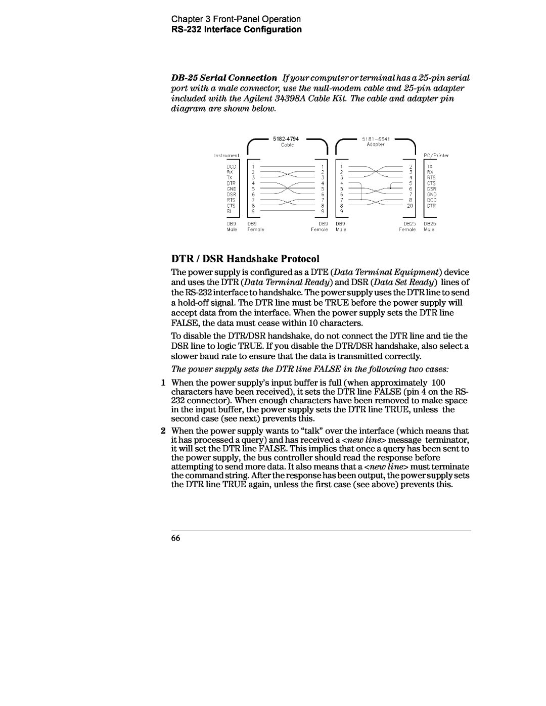 Agilent Technologies E3634A, E3633A manual DTR / DSR Handshake Protocol 