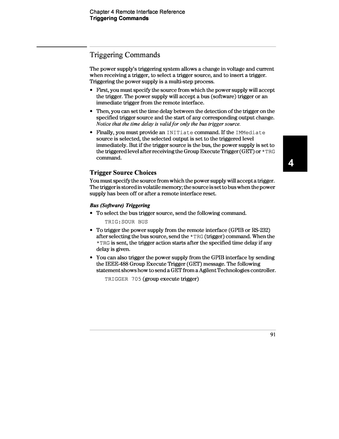 Agilent Technologies E3633A, E3634A manual Triggering Commands, Trigger Source Choices 