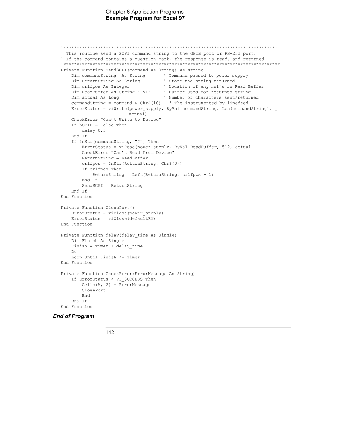 Agilent Technologies E3634A, E3633A manual End of Program 142 