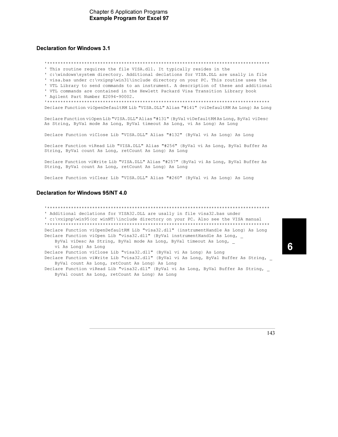 Agilent Technologies E3633A, E3634A manual Declaration for Windows 95/NT, 143 