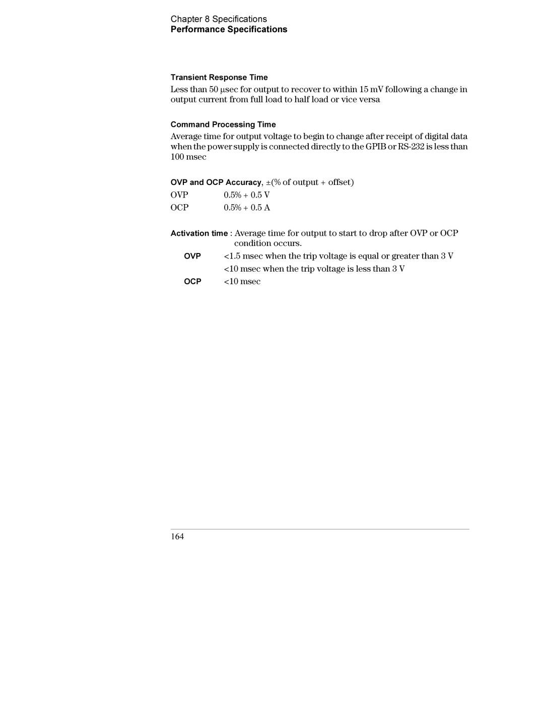 Agilent Technologies E3634A, E3633A manual Ocp, 164 