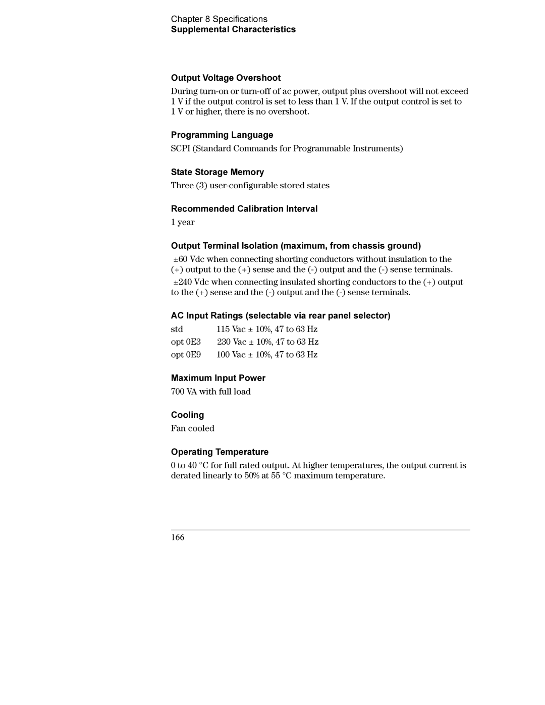 Agilent Technologies E3634A, E3633A manual Programming Language, State Storage Memory, Recommended Calibration Interval, 166 