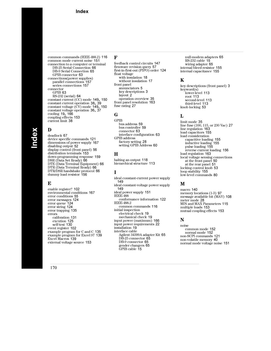 Agilent Technologies E3634A, E3633A manual 170, Gpib 