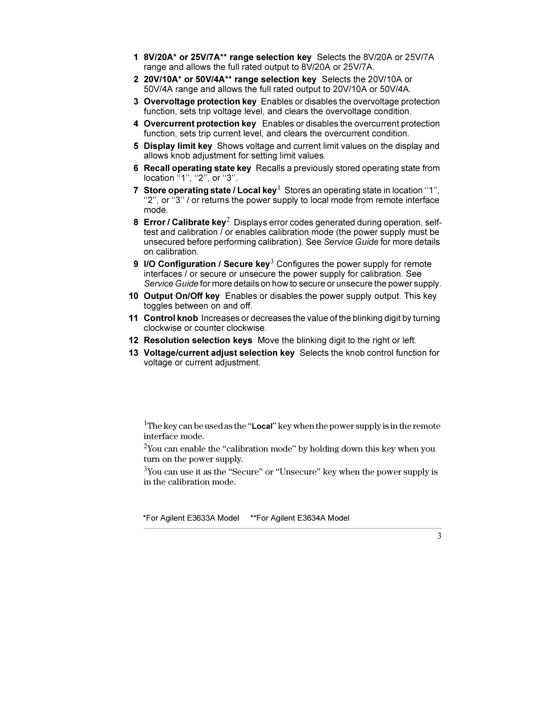 Agilent Technologies manual For Agilent E3633A Model **For Agilent E3634A Model 