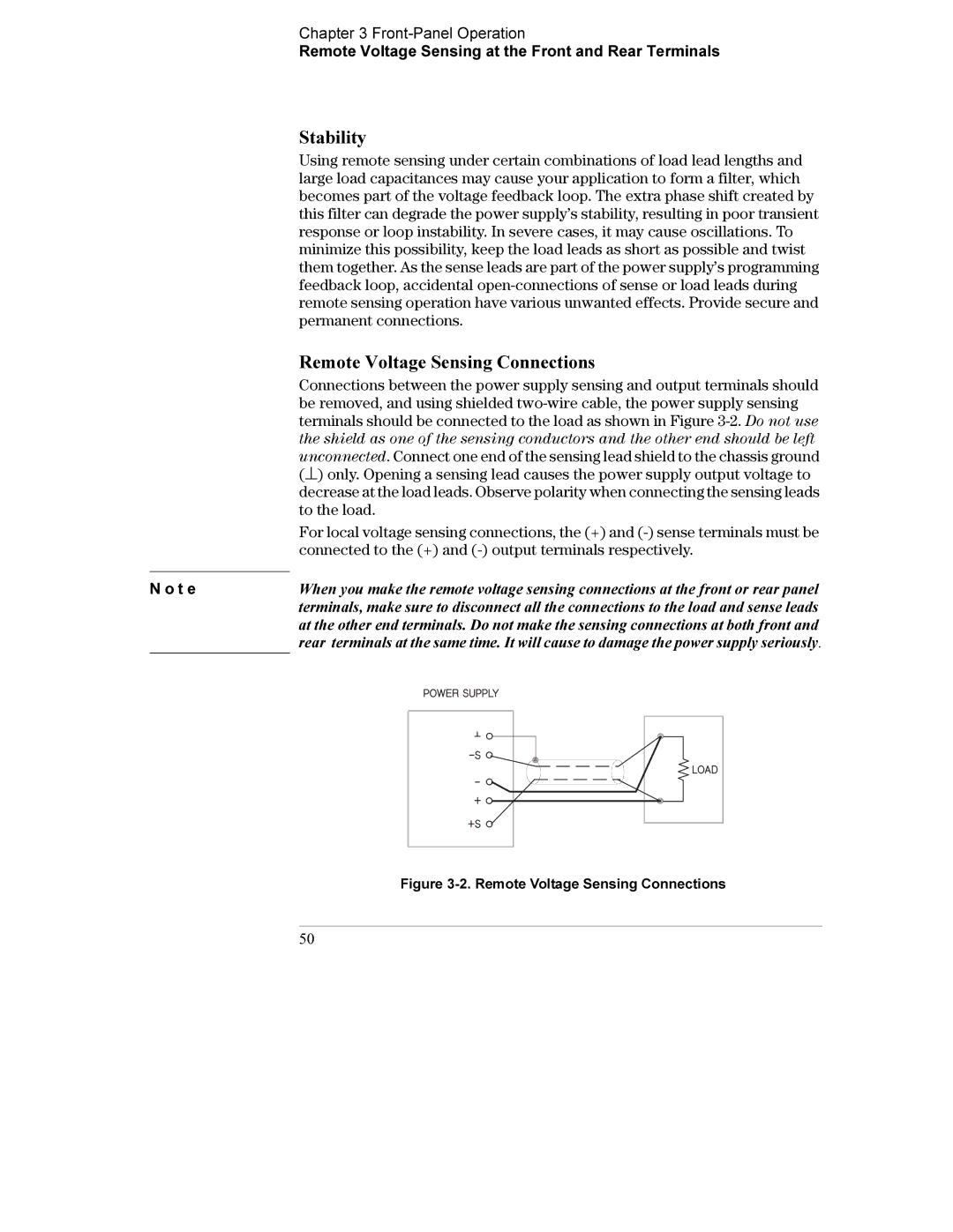 Agilent Technologies E3634A, E3633A manual Stability, Remote Voltage Sensing Connections 