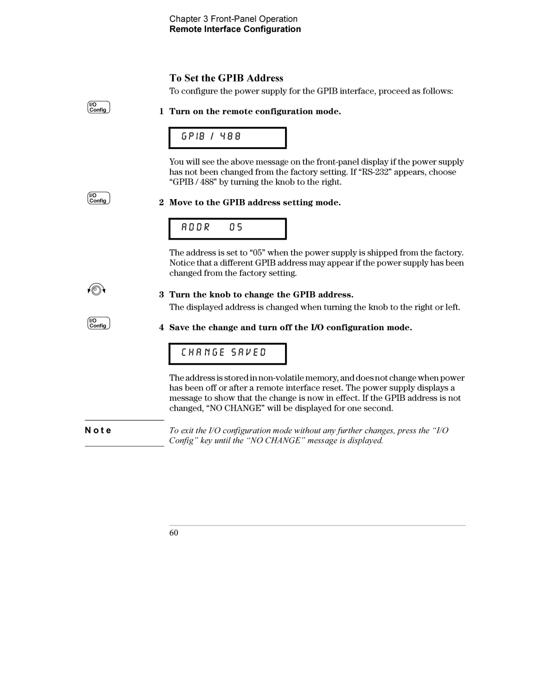 Agilent Technologies E3634A, E3633A manual To Set the Gpib Address, Turn on the remote configuration mode 