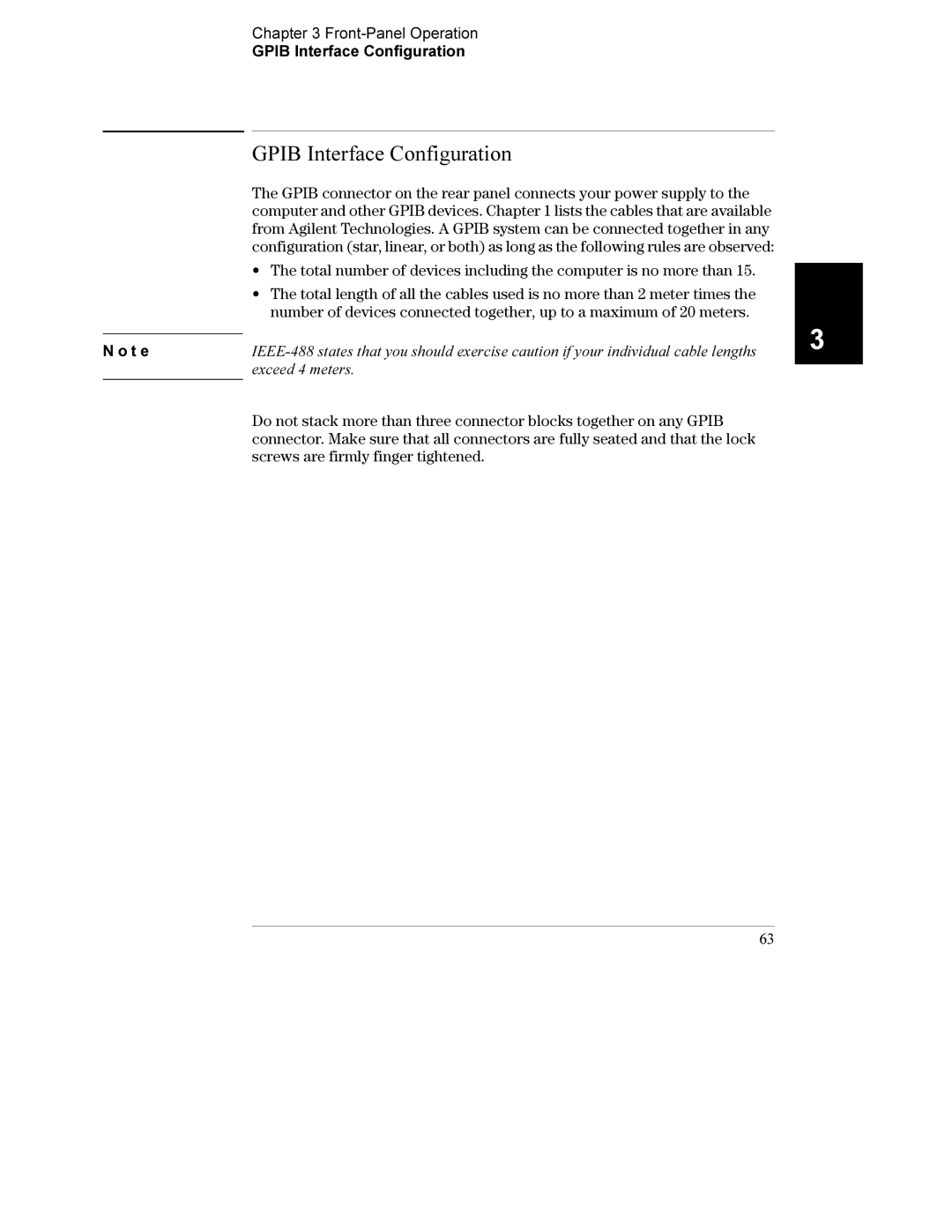 Agilent Technologies E3633A, E3634A manual T e Front-Panel Operation Gpib Interface Configuration 