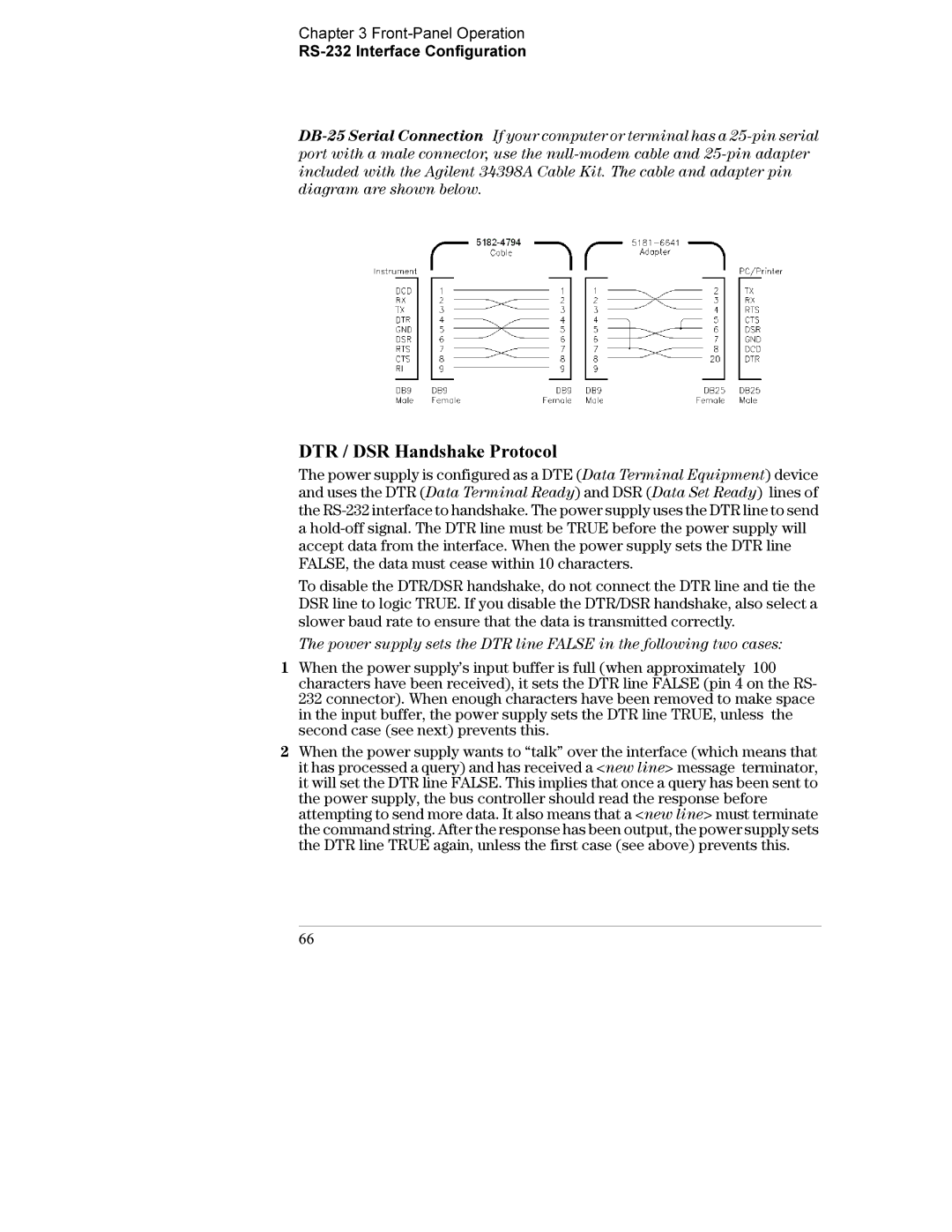 Agilent Technologies E3634A, E3633A manual DTR / DSR Handshake Protocol 