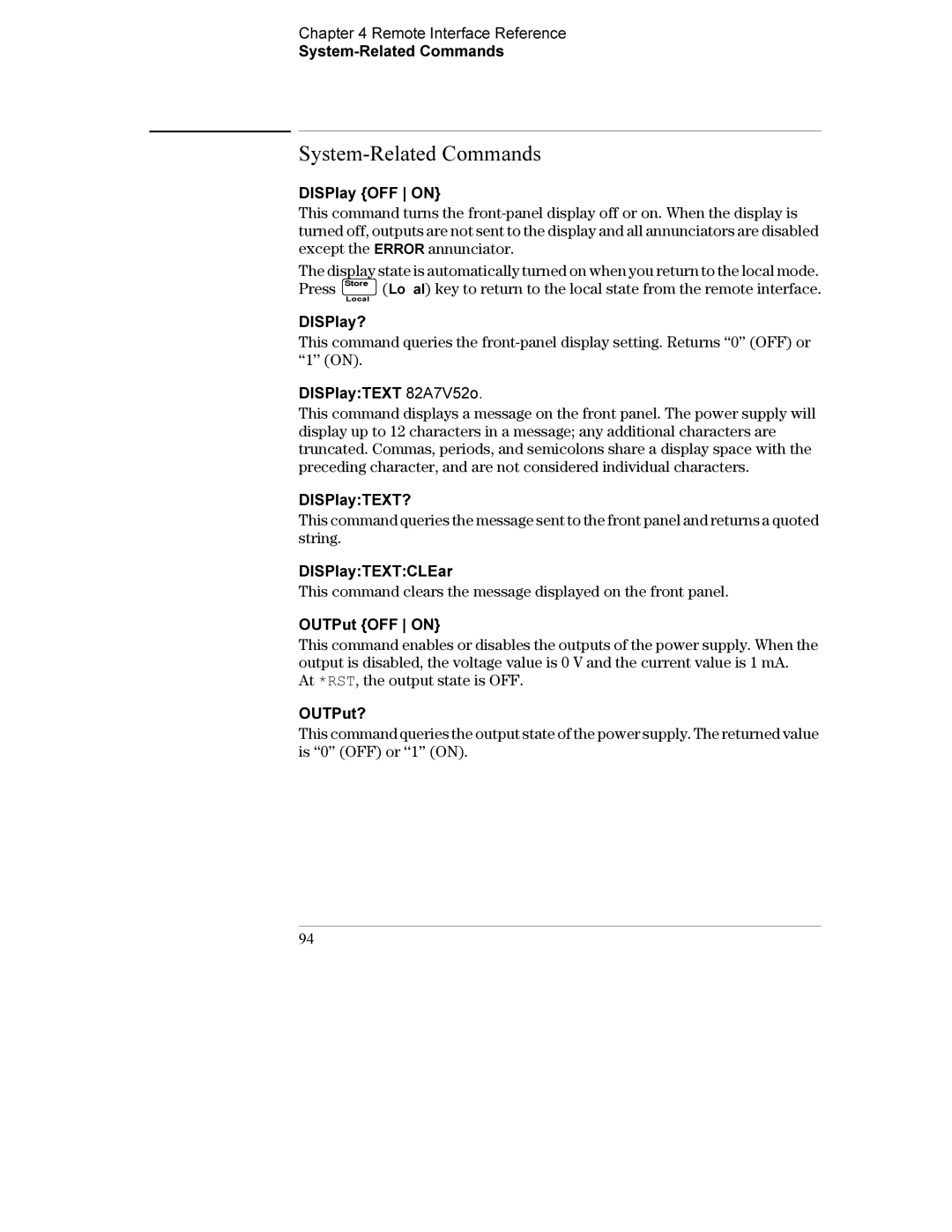 Agilent Technologies E3634A, E3633A manual System-Related Commands 