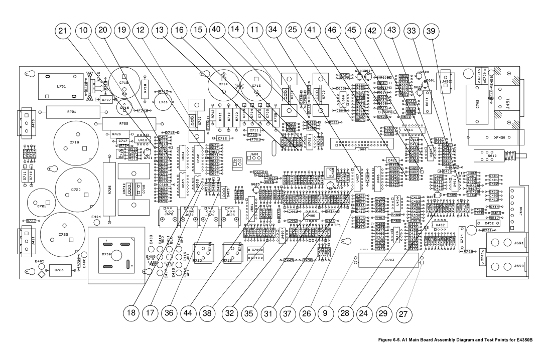 Agilent Technologies E4351B service manual A1 Main Board Assembly Diagram and Test Points for E4350B 