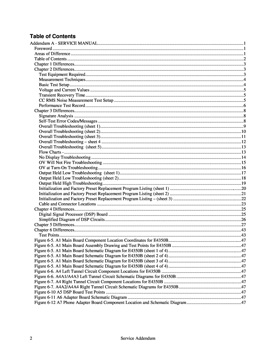 Agilent Technologies E4351B, E4350B service manual Table of Contents 