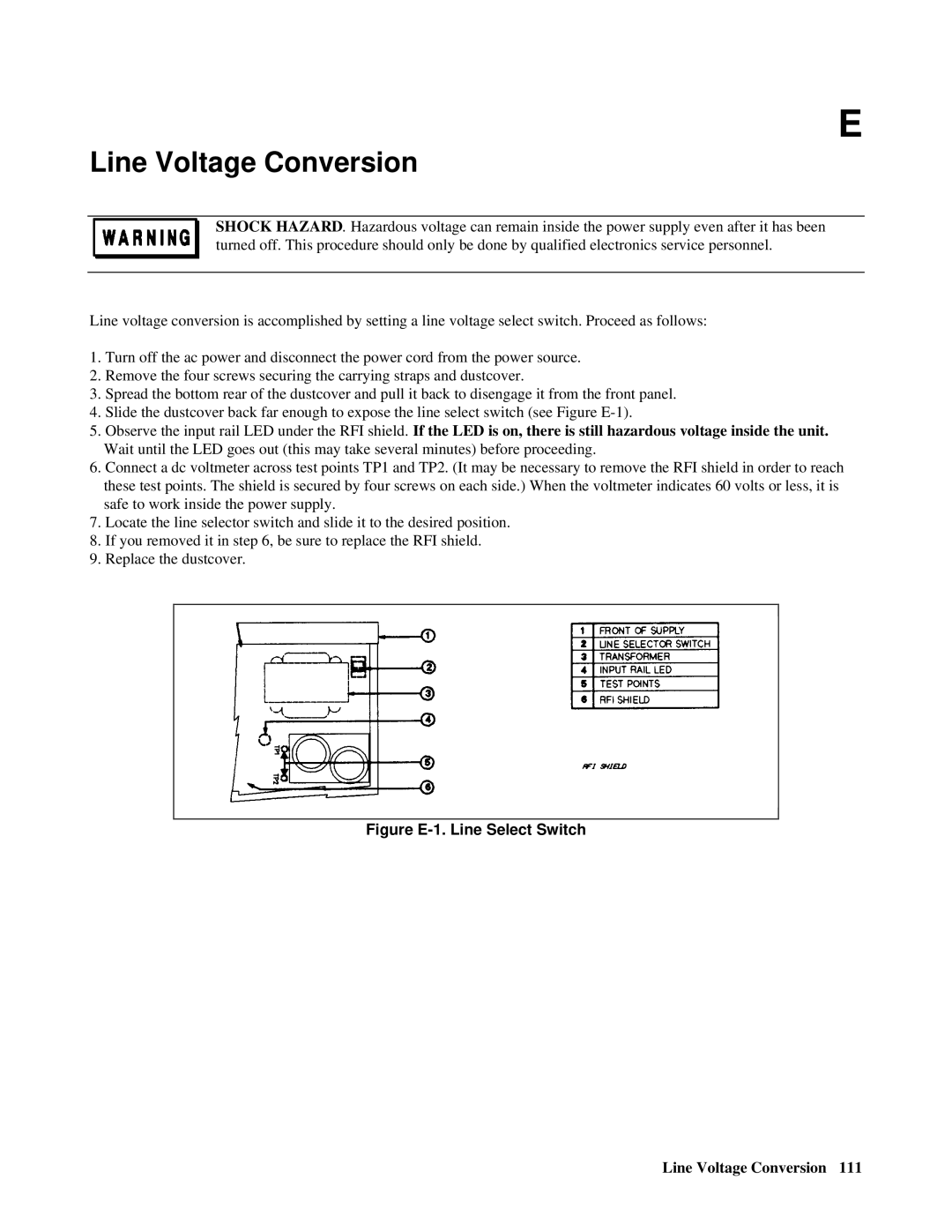 Agilent Technologies E4356A manual Line Voltage Conversion 