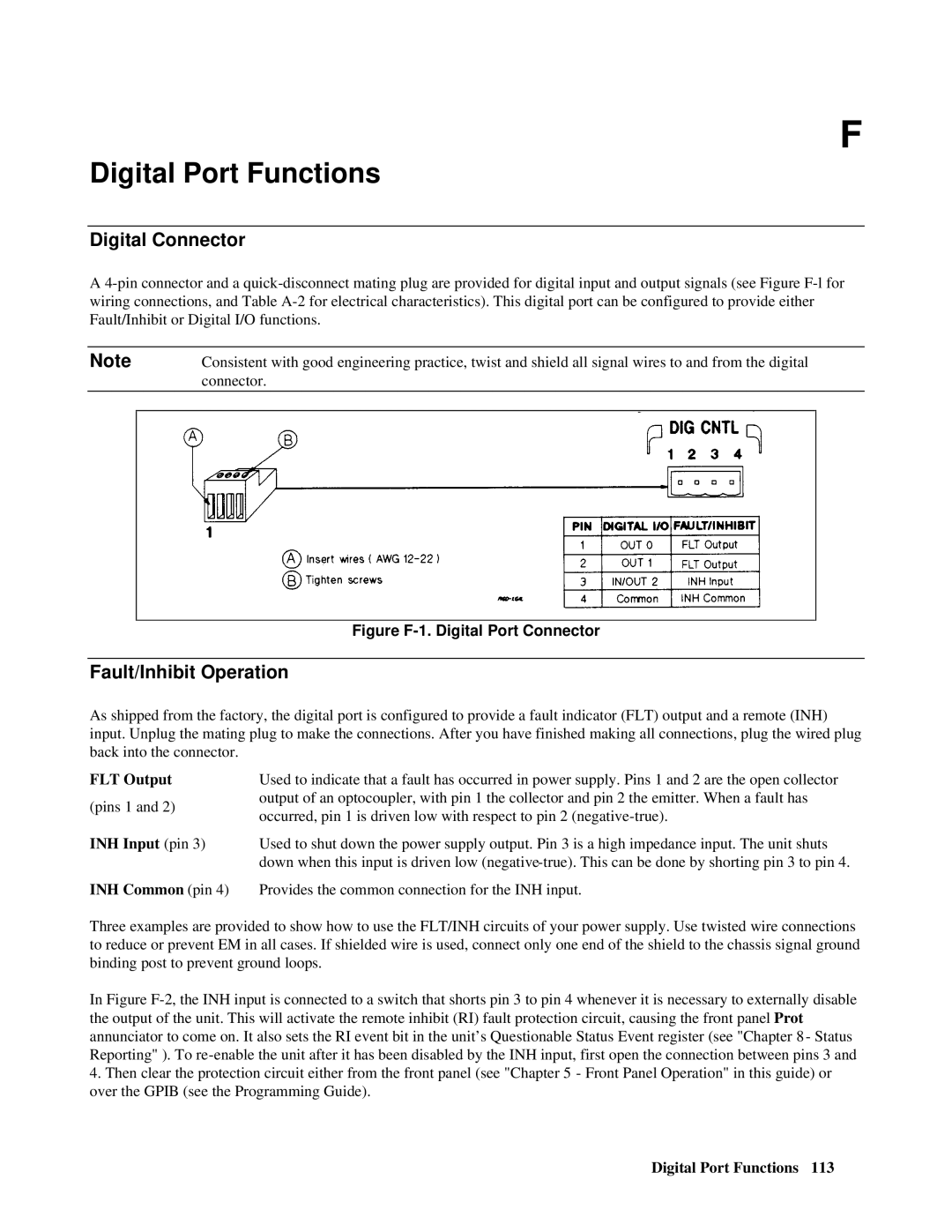 Agilent Technologies E4356A manual Digital Port Functions, Fault/Inhibit Operation 