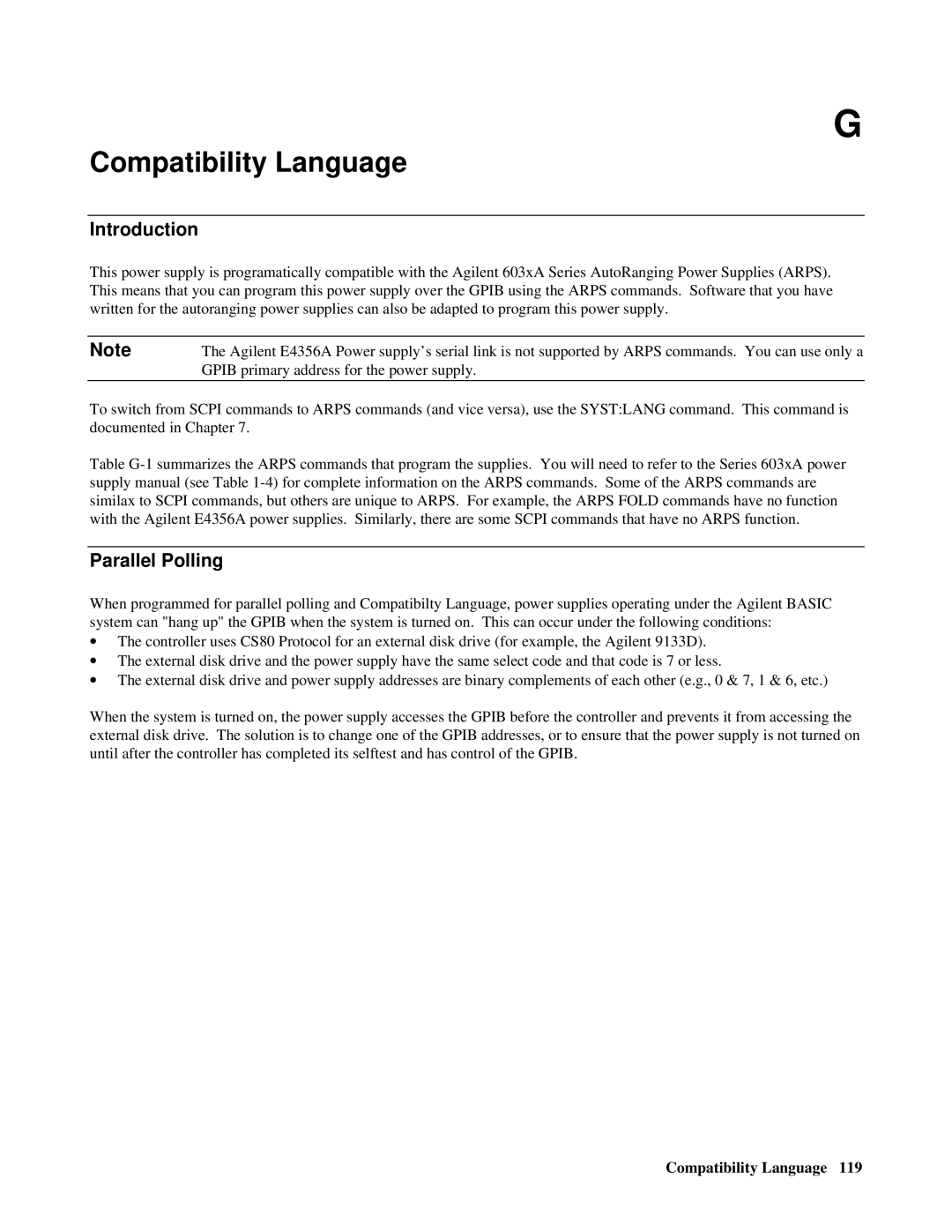 Agilent Technologies E4356A manual Compatibility Language, Parallel Polling 