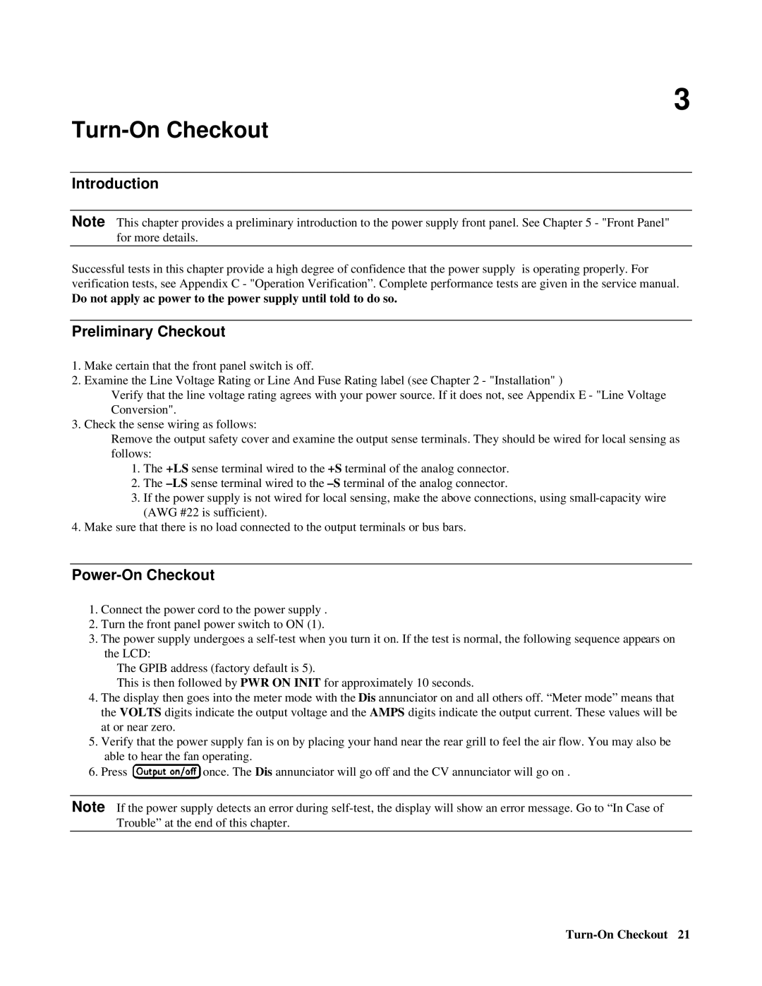 Agilent Technologies E4356A manual Turn-On Checkout, Preliminary Checkout, Power-On Checkout 