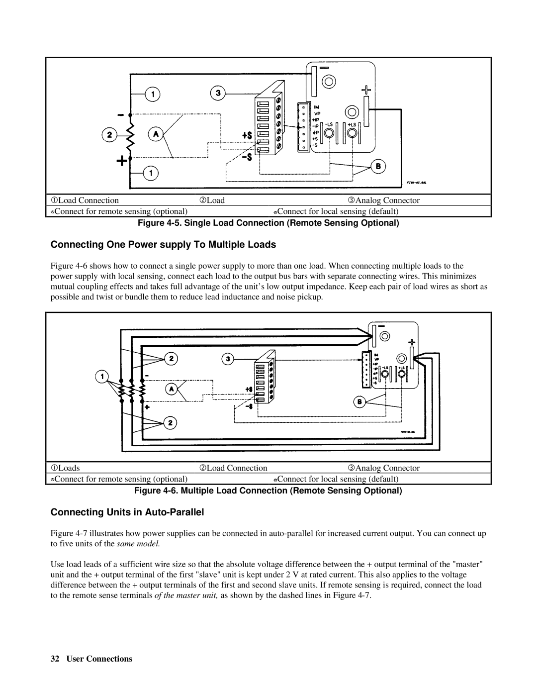 Agilent Technologies E4356A manual Connecting One Power supply To Multiple Loads, Connecting Units in Auto-Parallel 