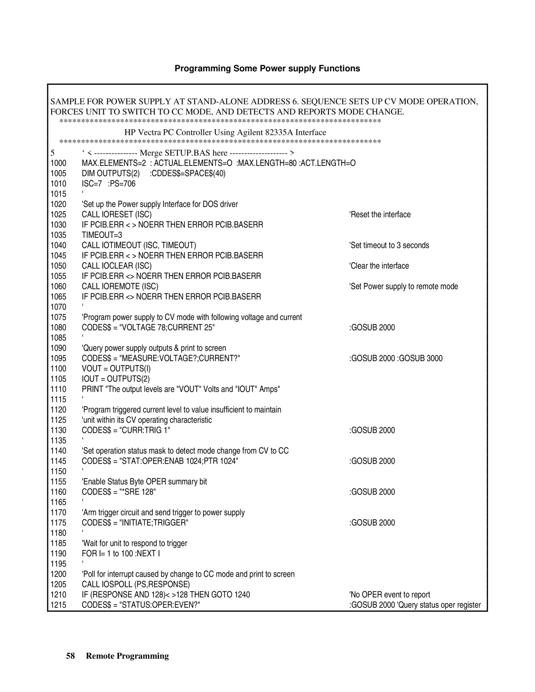 Agilent Technologies E4356A manual Programming Some Power supply Functions, Iout = OUTPUTS2 