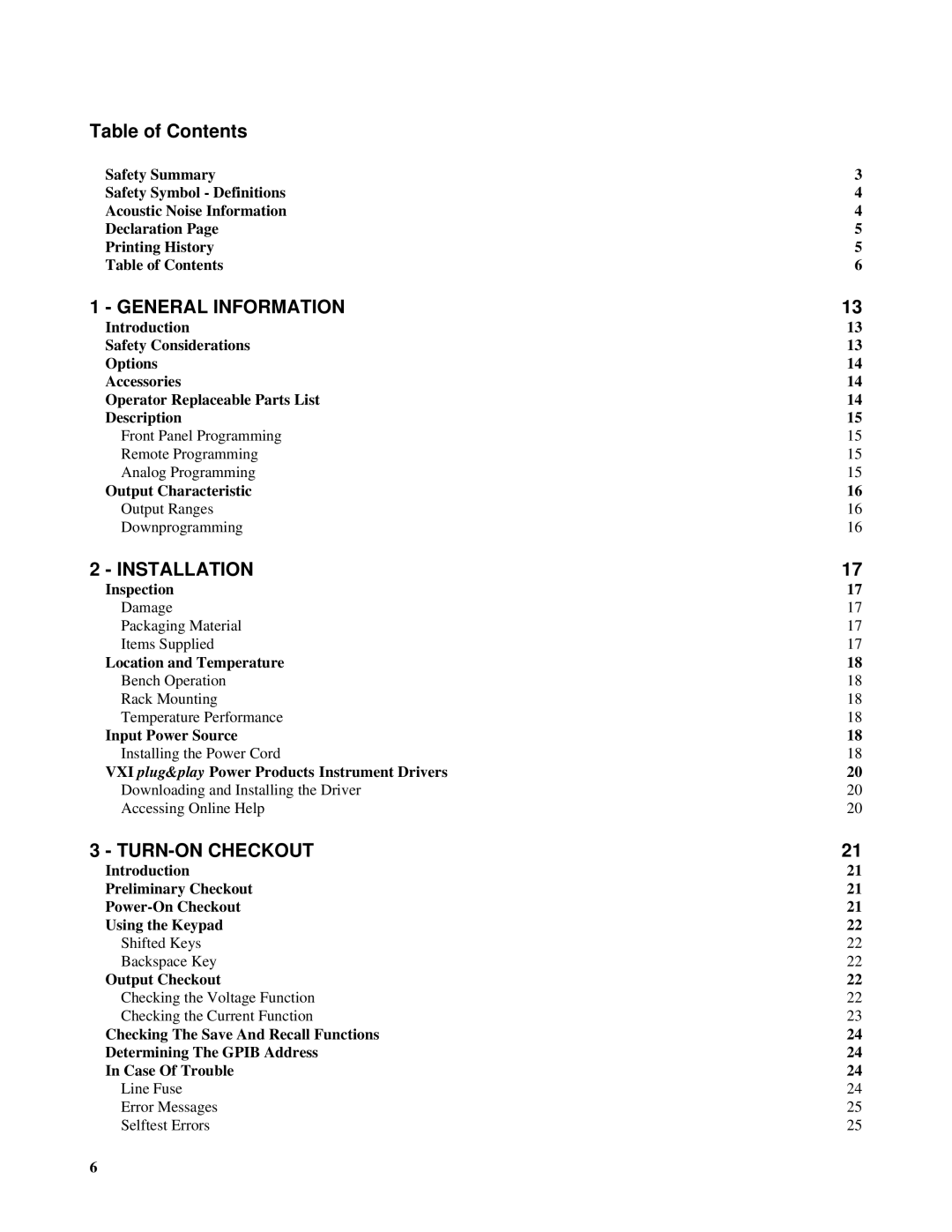 Agilent Technologies E4356A manual Table of Contents, General Information 