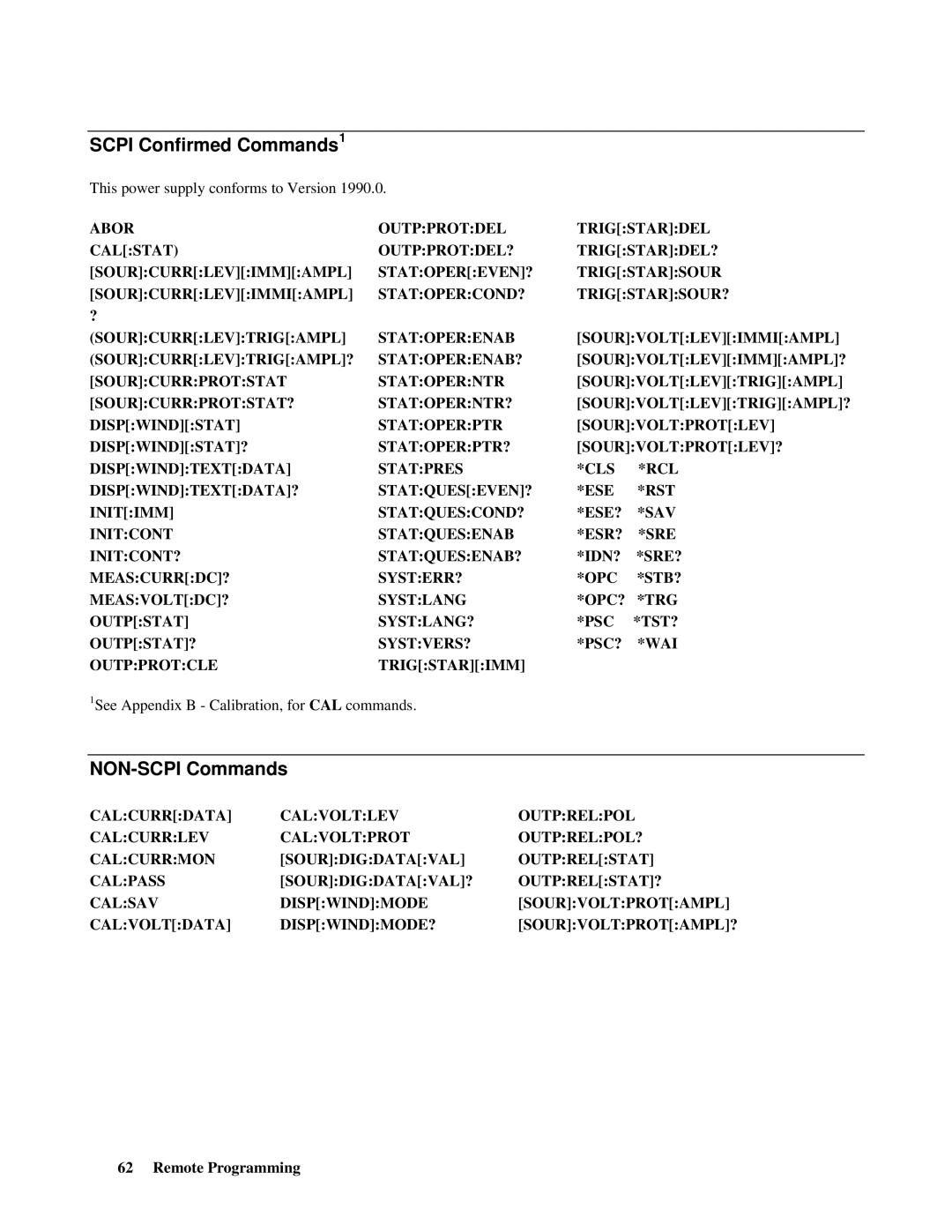 Agilent Technologies E4356A manual Scpi Confirmed Commands1, NON-SCPI Commands 