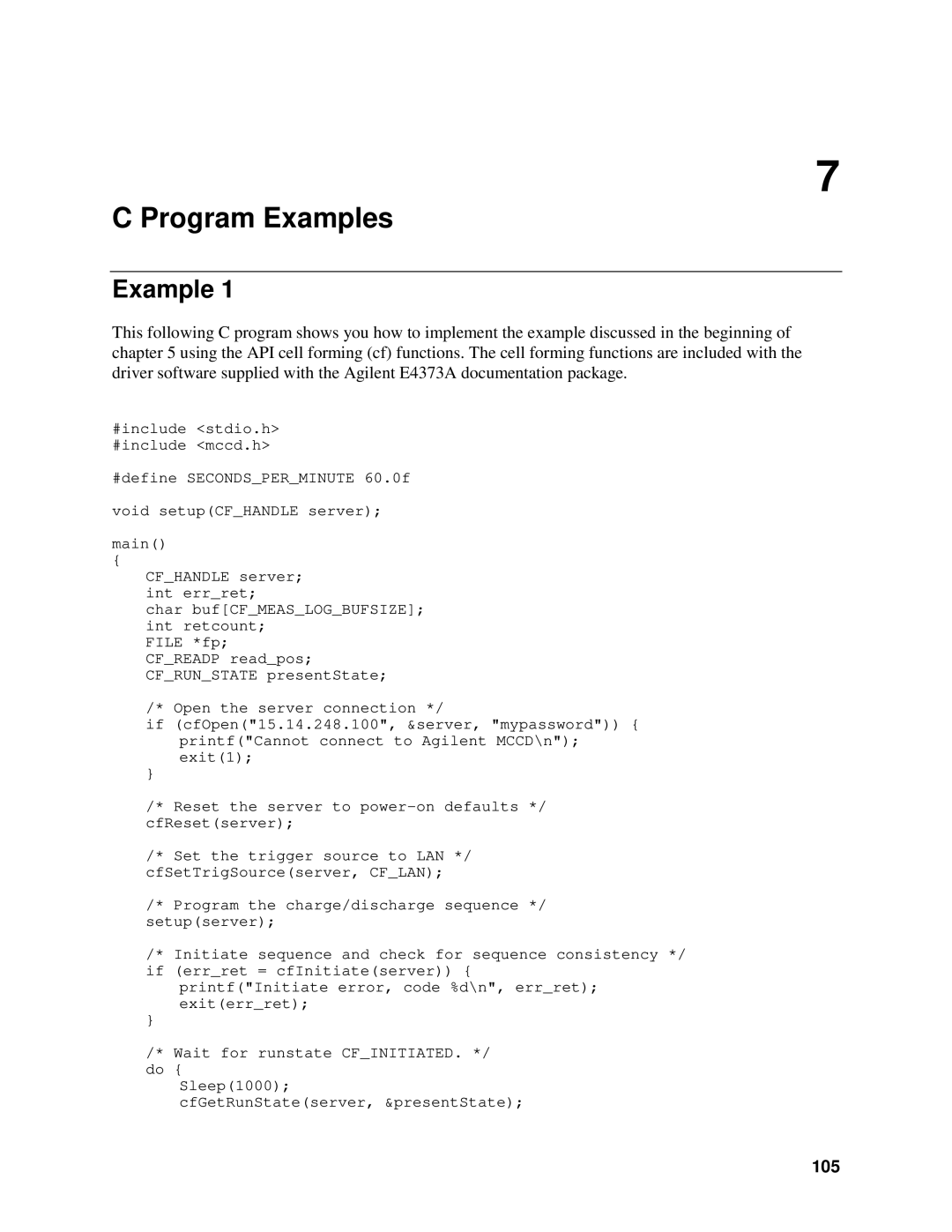 Agilent Technologies E4370A, E4371A, E4374A manual Program Examples, 105 