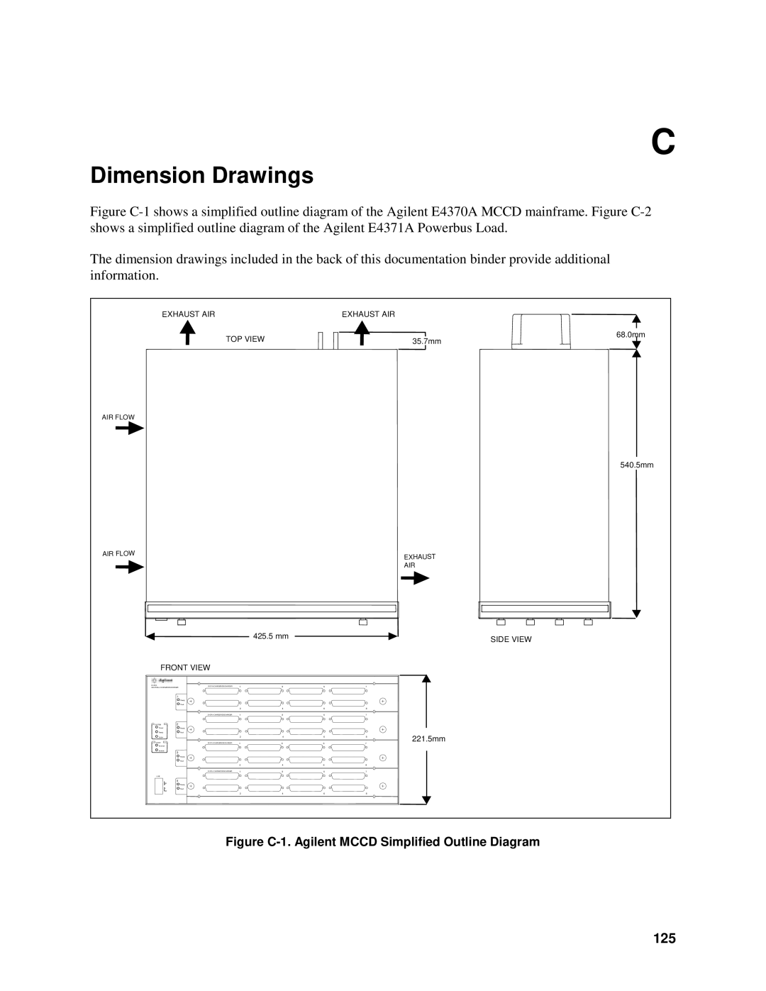 Agilent Technologies E4374A, E4370A, E4371A manual Dimension Drawings, 125 