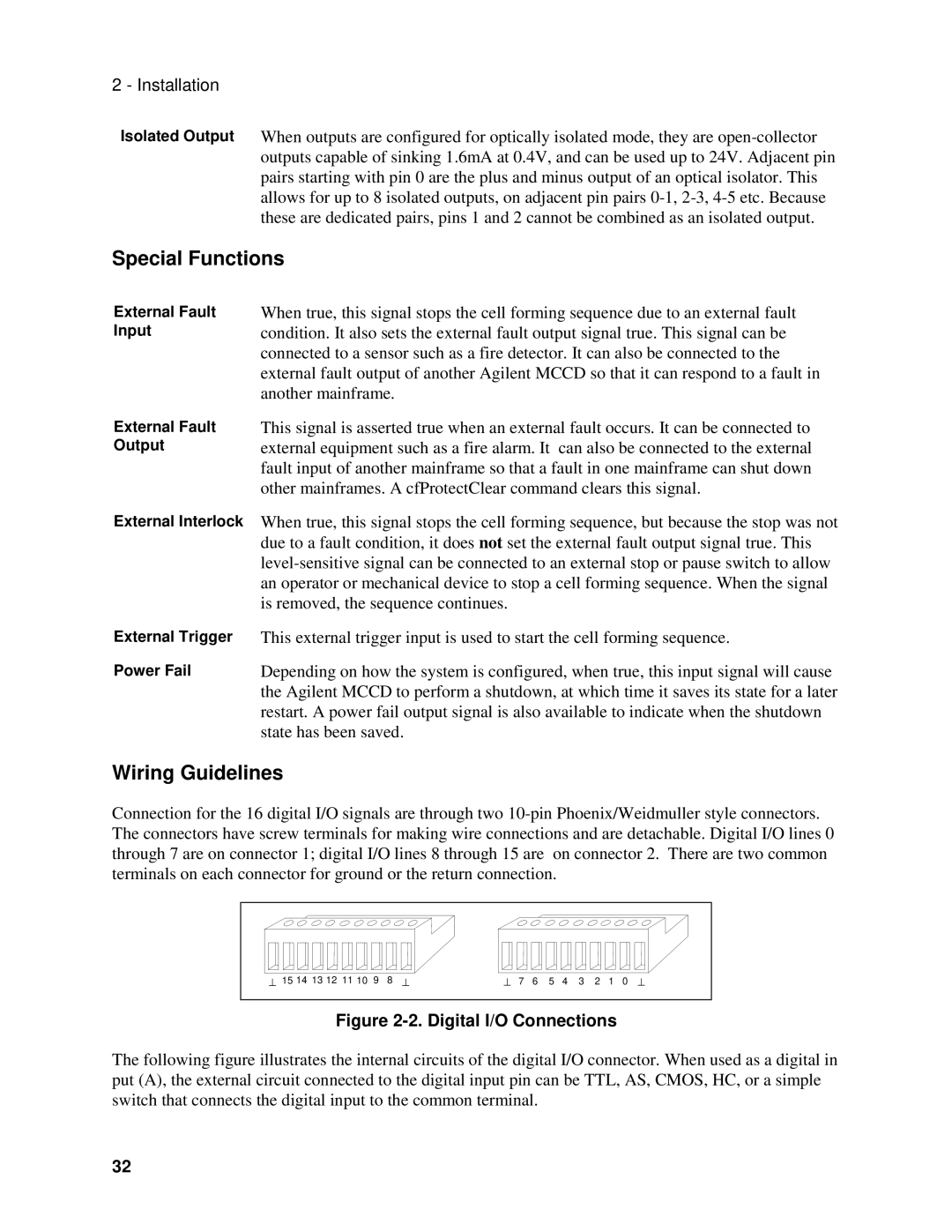 Agilent Technologies E4374A, E4370A, E4371A manual Special Functions, Wiring Guidelines 