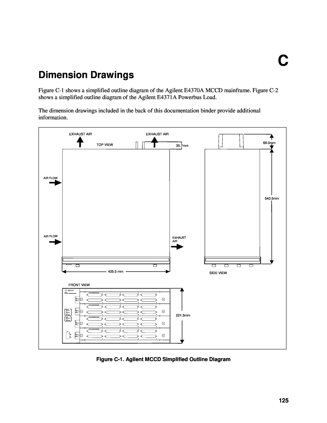 Agilent Technologies E4374A, E4370A, E4371A manual Dimension Drawings 