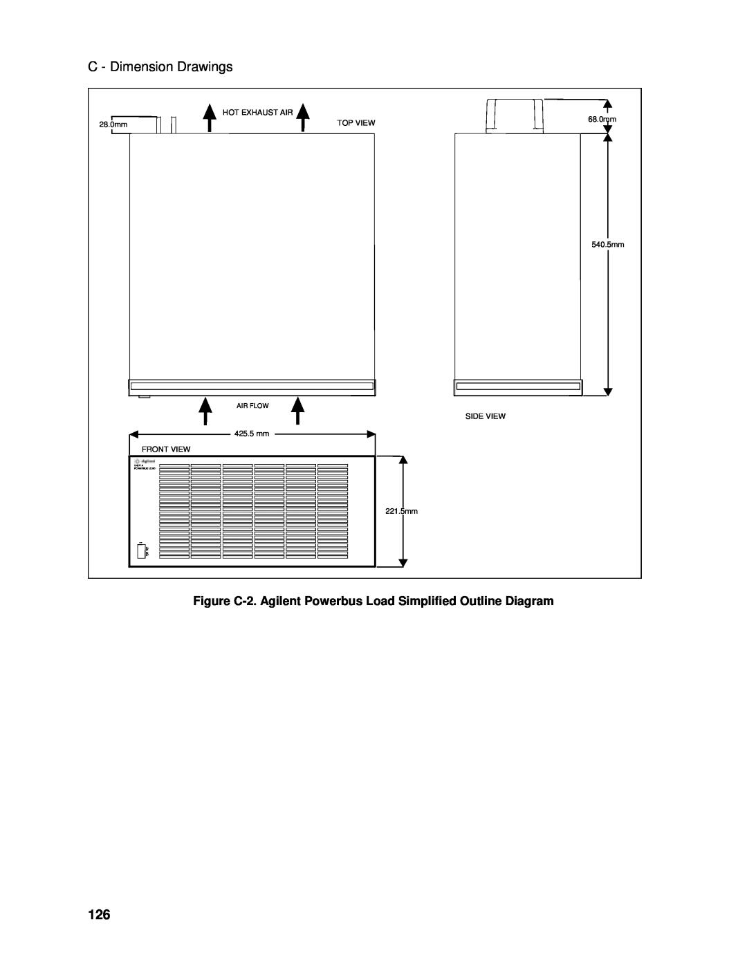 Agilent Technologies E4370A, E4371A C - Dimension Drawings, Figure C-2. Agilent Powerbus Load Simplified Outline Diagram 