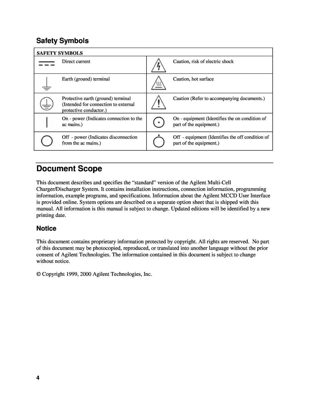 Agilent Technologies E4371A, E4370A, E4374A manual Document Scope, Safety Symbols 
