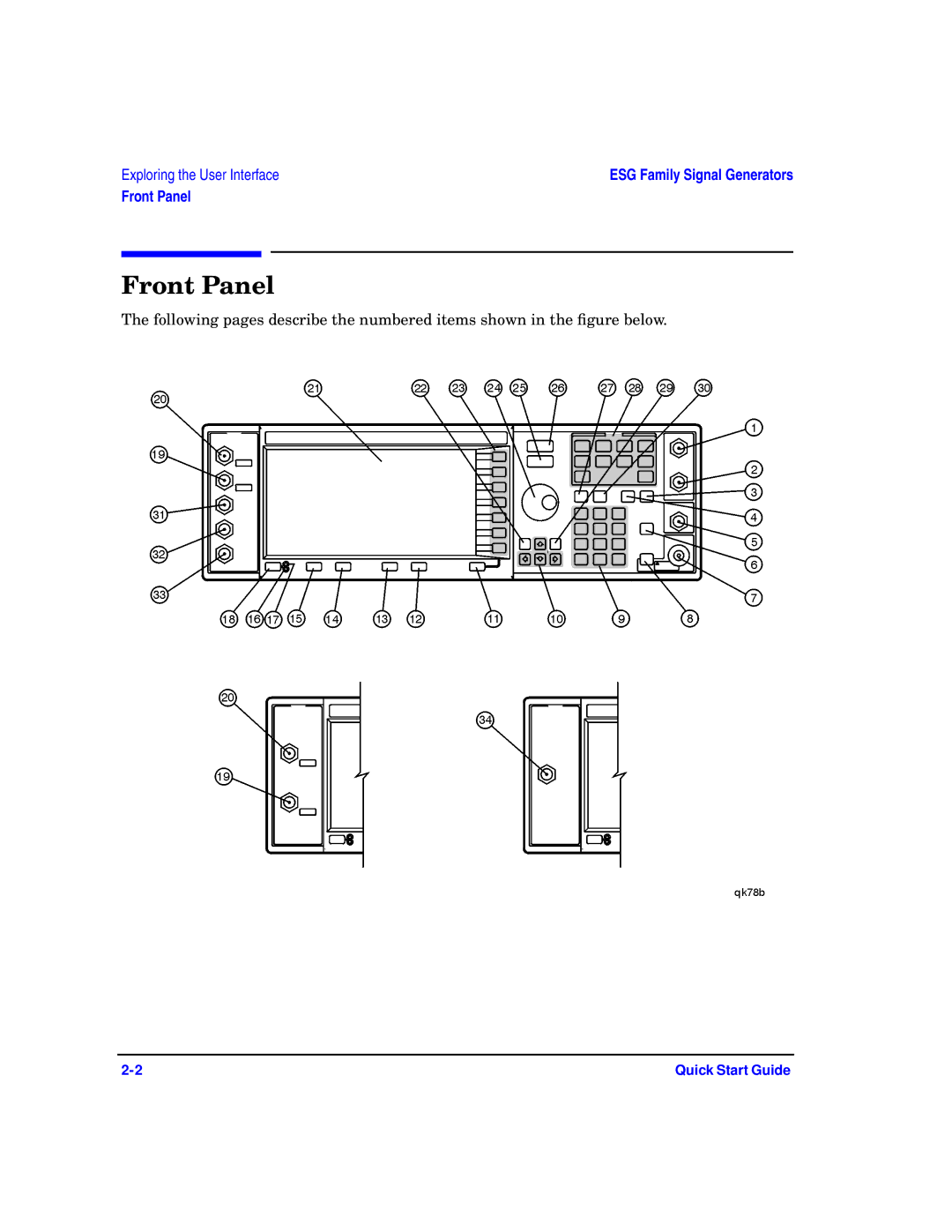 Agilent Technologies E4400-90326 quick start Front Panel 