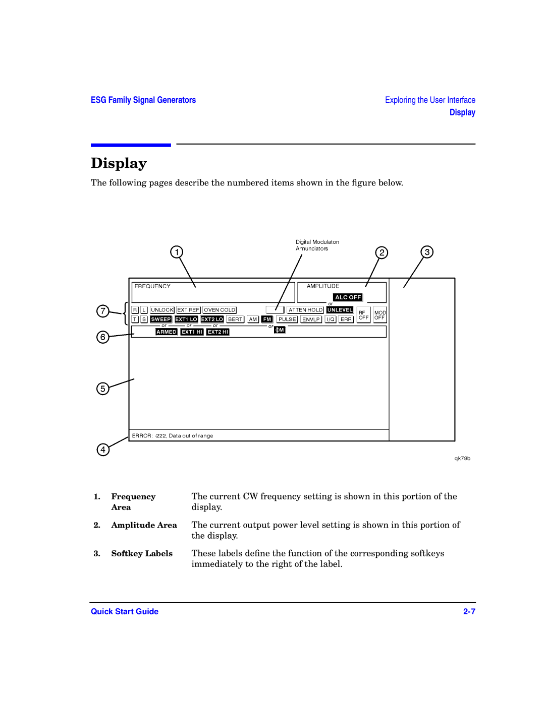 Agilent Technologies E4400-90326 quick start Display 