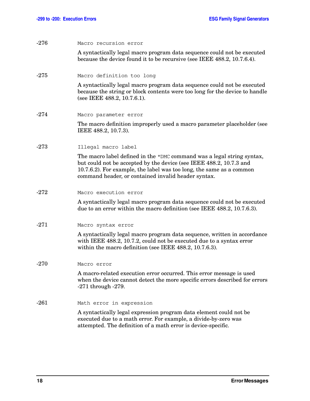 Agilent Technologies E4400-90333 276, Because the device found it to be recursive see Ieee 488.2, 275, See Ieee 488.2, 274 