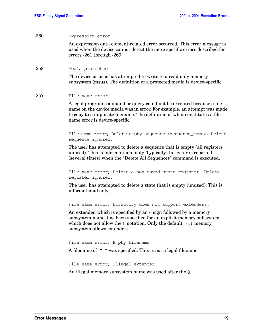 Agilent Technologies E4400-90333 manual ﬁlename of was speciﬁed. This is not a legal ﬁlename 