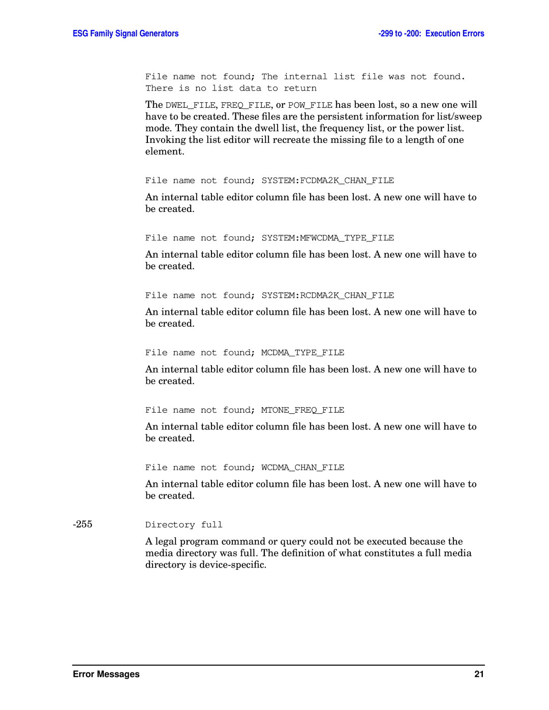 Agilent Technologies E4400-90333 manual File name not found SYSTEMFCDMA2KCHANFILE 