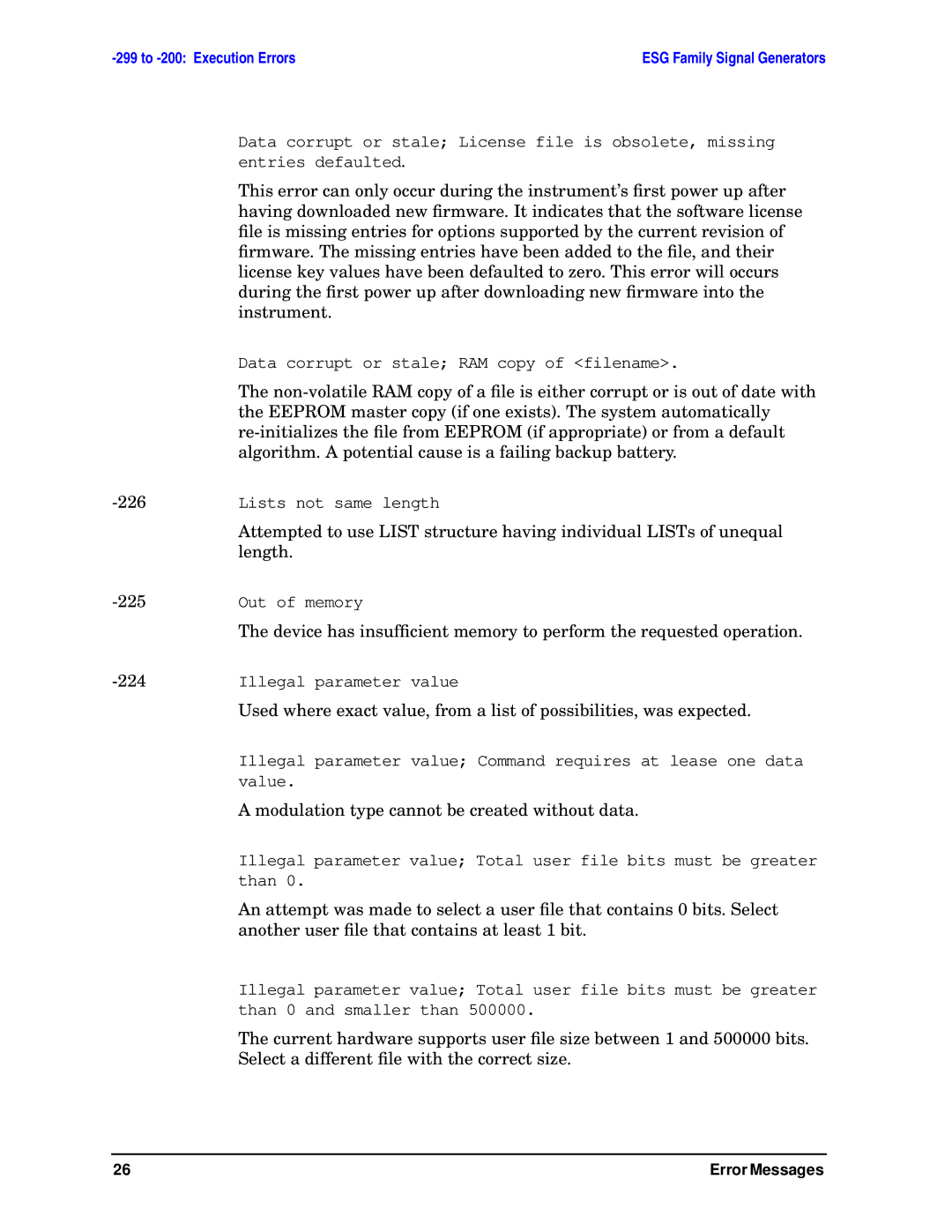 Agilent Technologies E4400-90333 manual During the ﬁrst power up after downloading new ﬁrmware into, 226, Length, 225, 224 